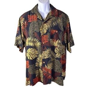 WtF Men's Short Sleeve Button‎ Down Floral Silk Hawaiian Shirt Large